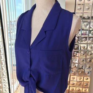 Bright blue button up blouse